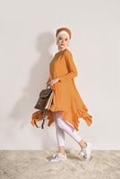 Hijab clothing ORANGE ASYMMETRIC RUFFLED TUNIC 5003 