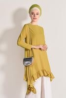 Vêtements hijab JAUNE TUNIQUE ASYMÉTRIQUE À VOLANTS 5003