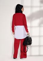 Tesettür giyim KIRMIZI T 5004 Loreen- Kuşaklı Tunik