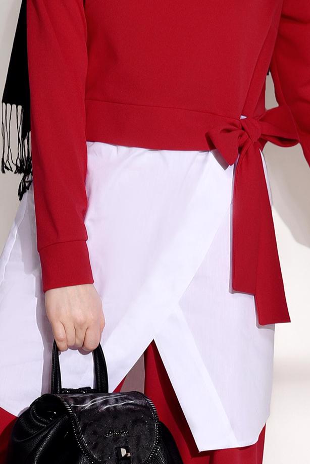 Tesettür giyim  T 5004 Loreen- Kuşaklı Tunik - TRENDTESETTÜR