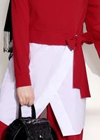 Tesettür giyim KIRMIZI T 5004 Loreen- Kuşaklı Tunik