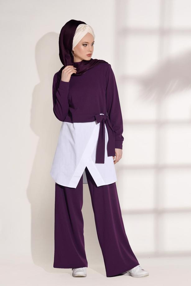 Tesettür giyim  T 5004 Loreen- Kuşaklı Tunik - TRENDTESETTÜR