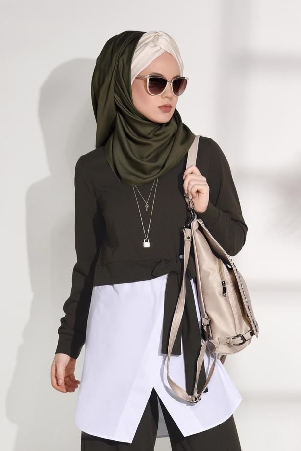 Tesettür giyim  T 5004 Loreen- Kuşaklı Tunik - TRENDTESETTÜR