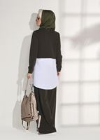 Tesettür giyim HAKİ T 5004 Loreen- Kuşaklı Tunik