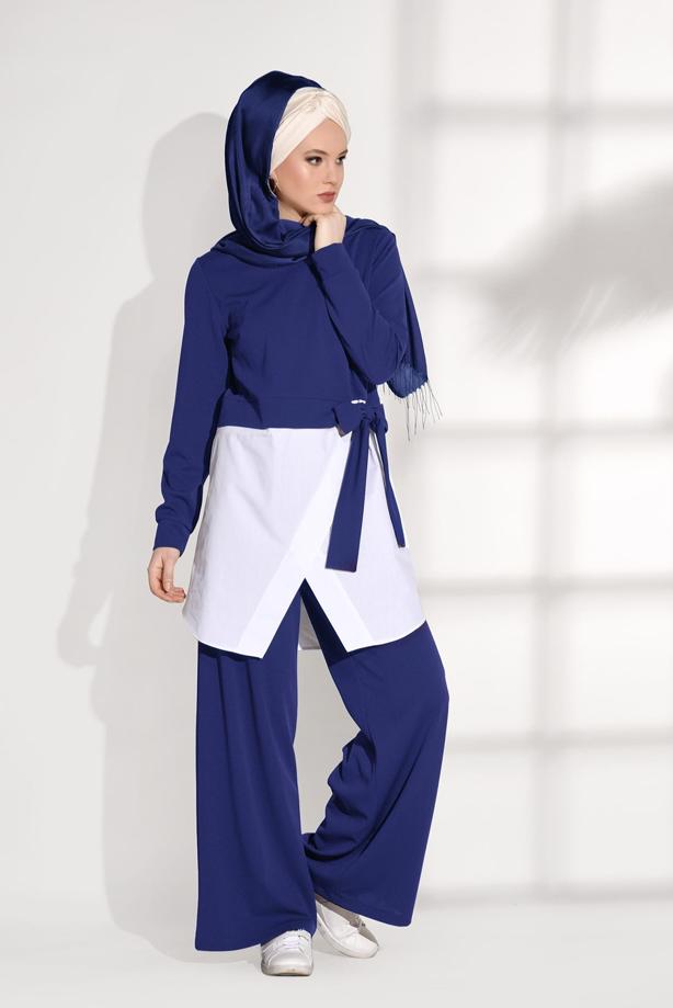 Tesettür giyim  T 5004 Loreen- Kuşaklı Tunik - TRENDTESETTÜR
