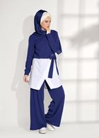 Tesettür giyim LACİVERT T 5004 Loreen- Kuşaklı Tunik