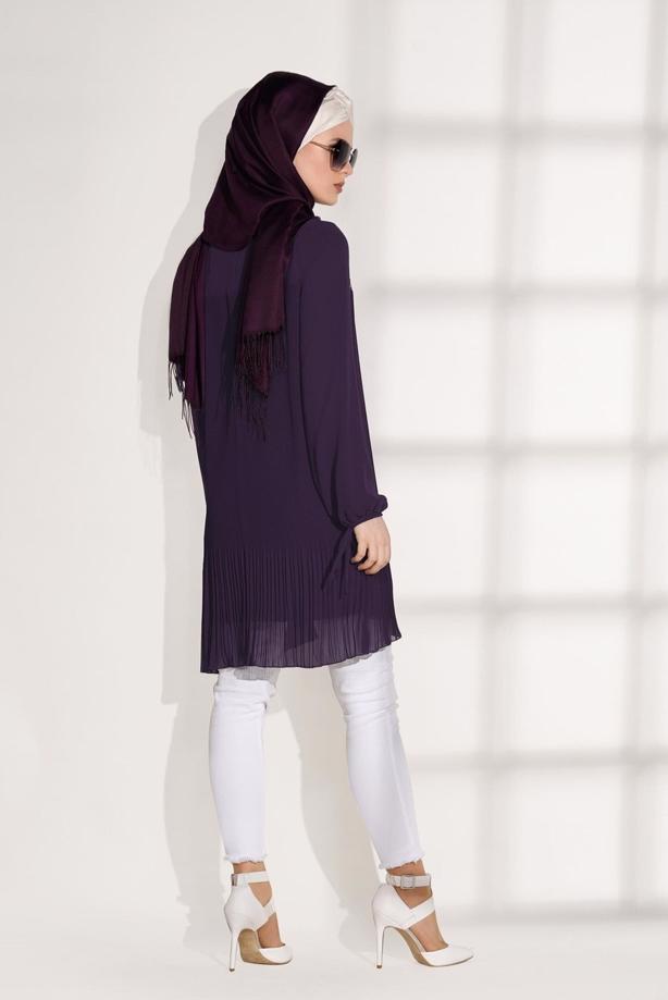 Tesettür giyim  PİLİSE DETAYLI TUNİK 5054  - TRENDTESETTÜR