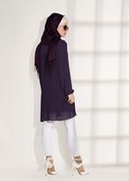 Tesettür giyim MOR PİLİSE DETAYLI TUNİK 5054 