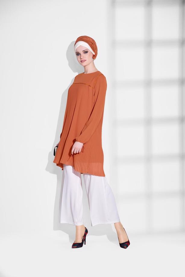 Tesettür giyim  PİLİSE DETAYLI TUNİK 5054  - TRENDTESETTÜR