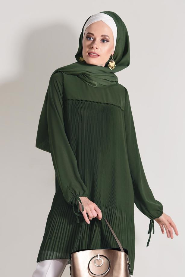 Tesettür giyim  PİLİSE DETAYLI TUNİK 5054  - TRENDTESETTÜR