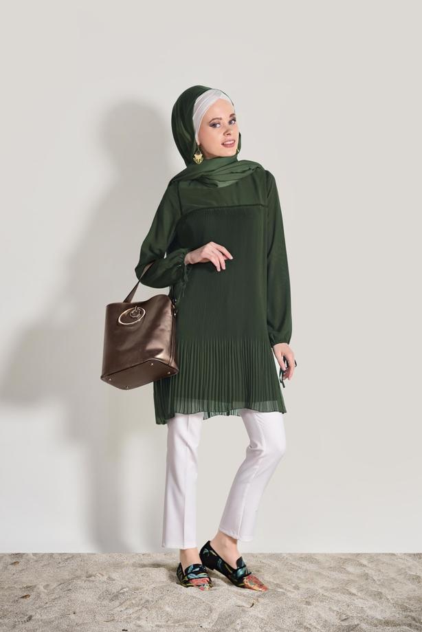 Tesettür giyim  PİLİSE DETAYLI TUNİK 5054  - TRENDTESETTÜR