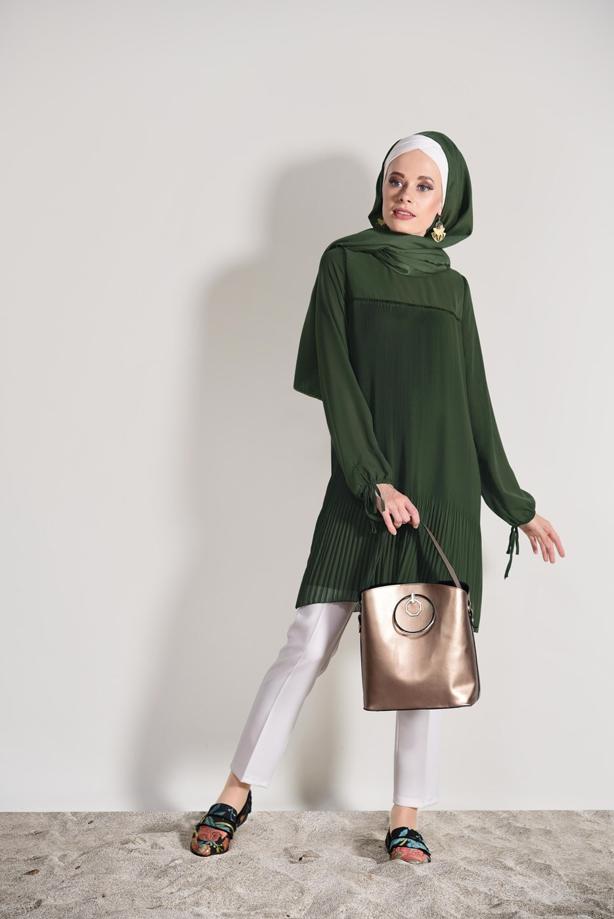 Tesettür giyim  PİLİSE DETAYLI TUNİK 5054  - TRENDTESETTÜR