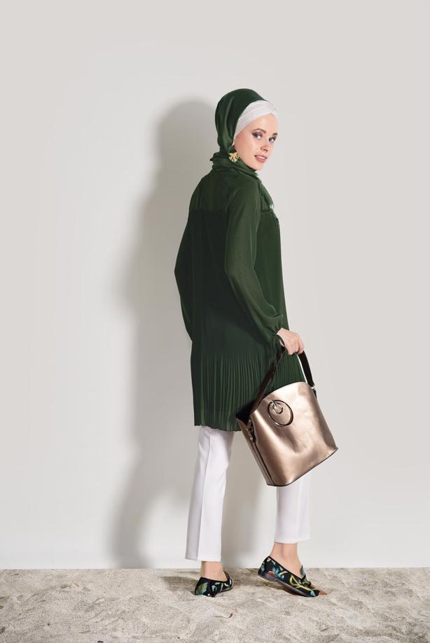 Tesettür giyim  PİLİSE DETAYLI TUNİK 5054  - TRENDTESETTÜR