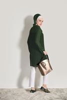 Tesettür giyim HAKİ PİLİSE DETAYLI TUNİK 5054 