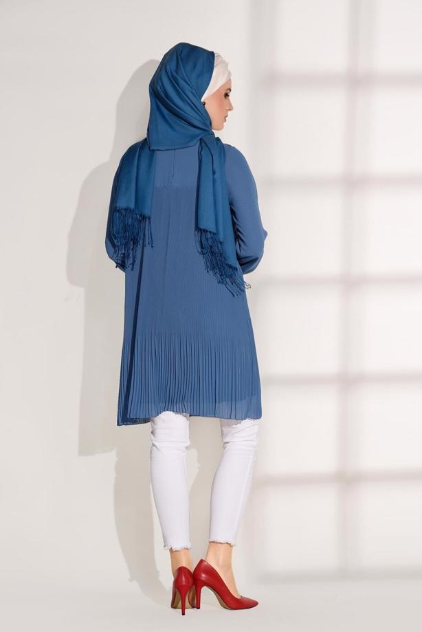 Tesettür giyim  PİLİSE DETAYLI TUNİK 5054  - TRENDTESETTÜR