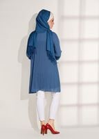 Tesettür giyim LACİVERT PİLİSE DETAYLI TUNİK 5054 