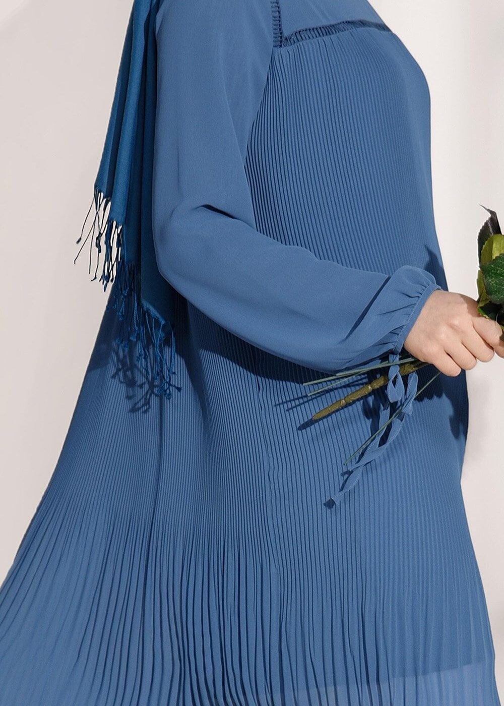 Tesettür giyim LACİVERT PİLİSE DETAYLI TUNİK 5054 