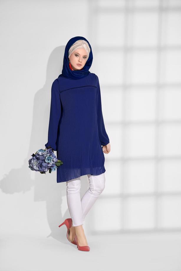 Tesettür giyim  PİLİSE DETAYLI TUNİK 5054  - TRENDTESETTÜR