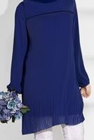 Tesettür giyim LACİVERT PİLİSE DETAYLI TUNİK 5054 