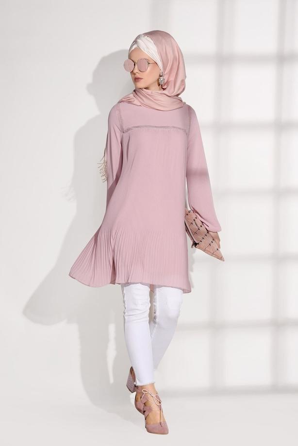 Tesettür giyim  PİLİSE DETAYLI TUNİK 5054  - TRENDTESETTÜR