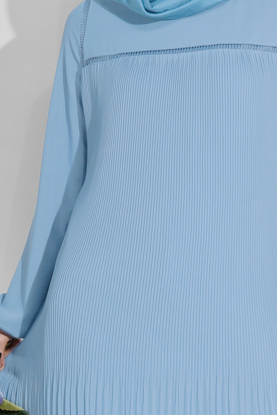 Tesettür giyim MAVİ PİLİSE DETAYLI TUNİK 5054 