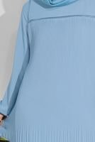 Tesettür giyim MAVİ PİLİSE DETAYLI TUNİK 5054 