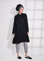 Tesettür giyim SİYAH T 5065 Asmiray- Simli Tunik