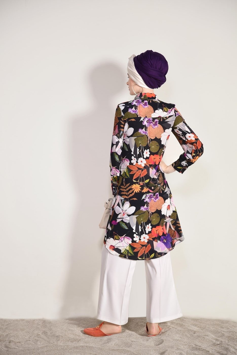 Vêtements hijab POURPRE TUNIQUE FLORALE 5086