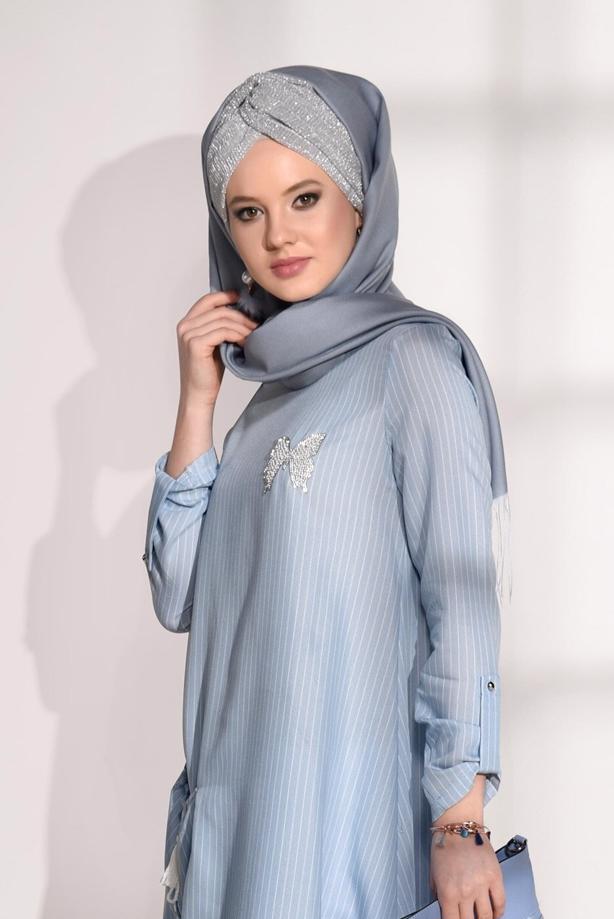 Vêtements hijab  STRIPE DETAIL TUNIC 5335  - TRENDTESETTÜR