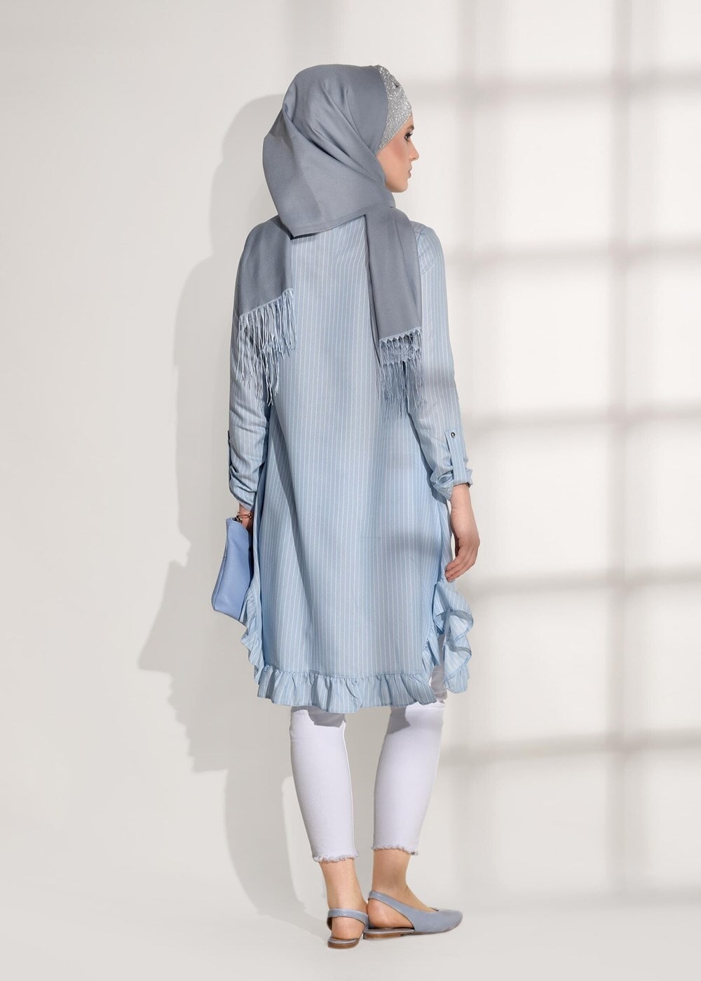 Vêtements hijab BLEU TUNIQUE À RAYURES 5335