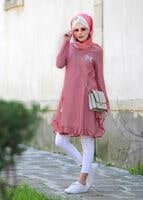 Hijab clothing CORAL STRIPE DETAIL TUNIC 5335 