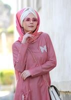 Hijab clothing CORAL STRIPE DETAIL TUNIC 5335 