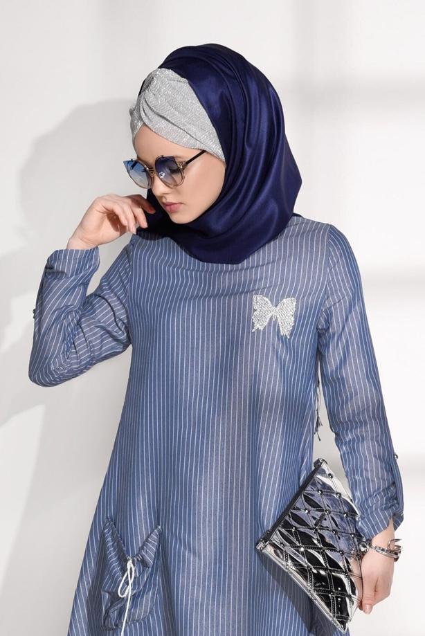 Vêtements hijab  STRIPE DETAIL TUNIC 5335  - TRENDTESETTÜR