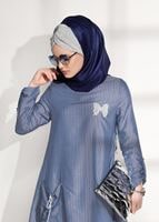 Vêtements hijab BLEU MARINE TUNIQUE À RAYURES 5335