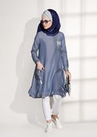 Vêtements hijab BLEU MARINE TUNIQUE À RAYURES 5335