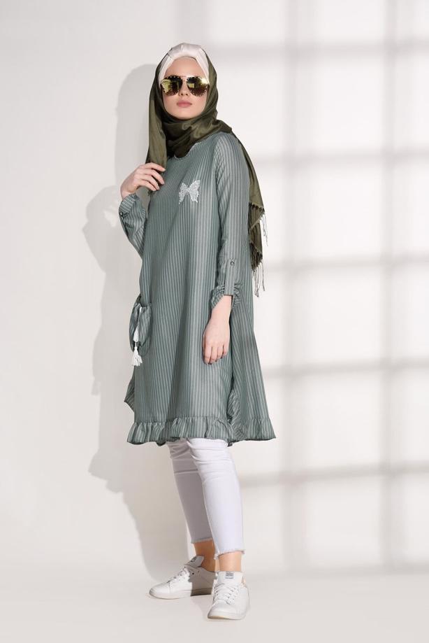 Vêtements hijab  STRIPE DETAIL TUNIC 5335  - TRENDTESETTÜR