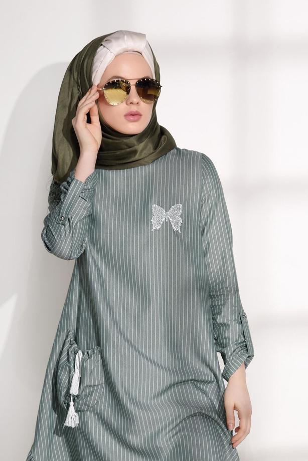 Vêtements hijab  STRIPE DETAIL TUNIC 5335  - TRENDTESETTÜR
