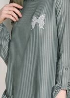 Vêtements hijab VERT TUNIQUE À RAYURES 5335