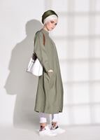 Tesettür giyim HAKİ T 5575 Asmiray- Cep Detaylı Salaş Tunik