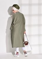 Tesettür giyim HAKİ T 5575 Asmiray- Cep Detaylı Salaş Tunik