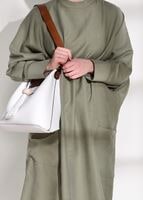 Tesettür giyim HAKİ T 5575 Asmiray- Cep Detaylı Salaş Tunik