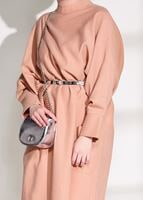 Tesettür giyim PEMBE T 5575 Asmiray- Cep Detaylı Salaş Tunik