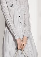 Tesettür giyim BEJ T 5665 Asmiray-Çizgi Detaylı Tunik