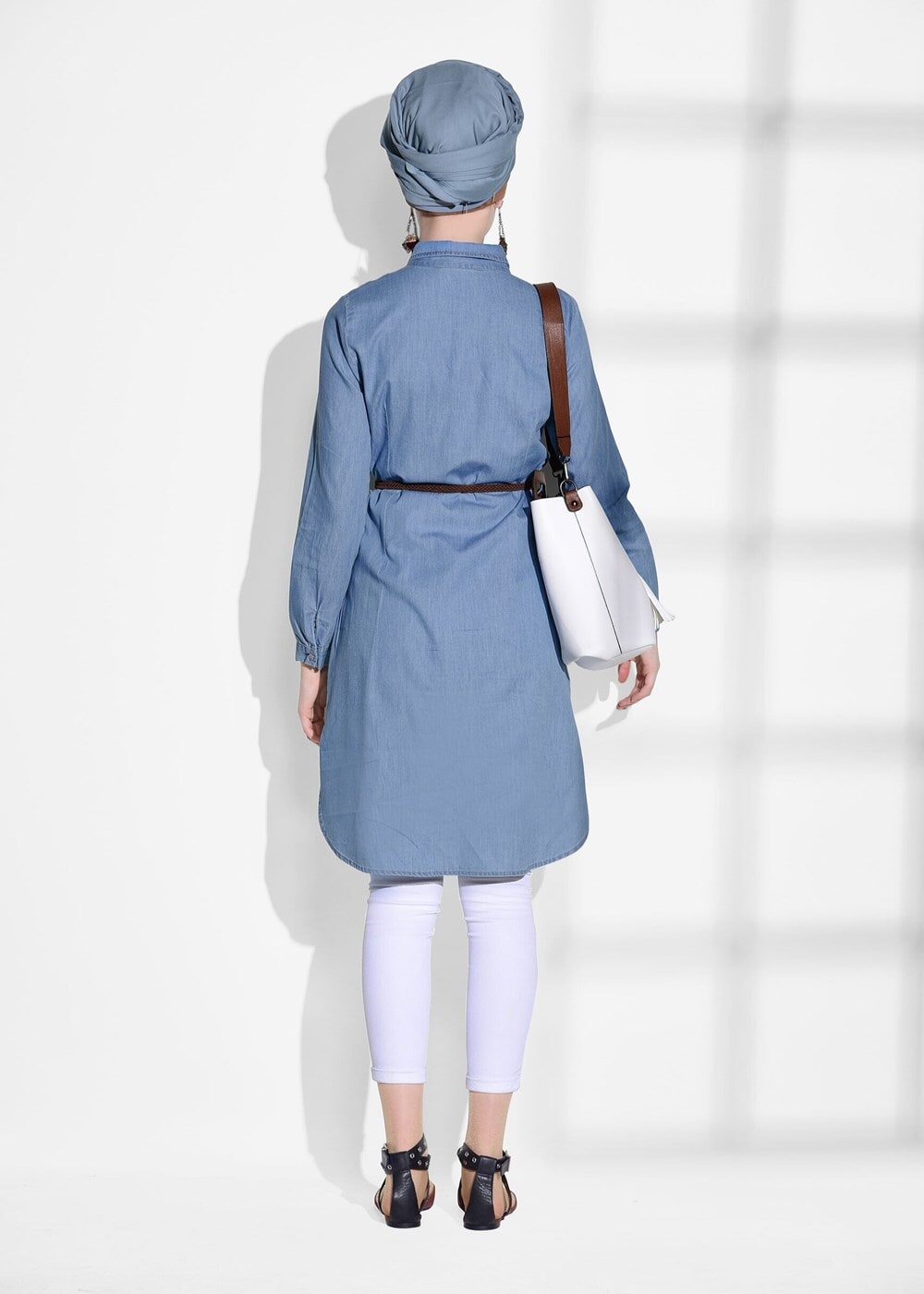 Tesettür giyim MAVİ T 5697 Ksd- Denim Tunik