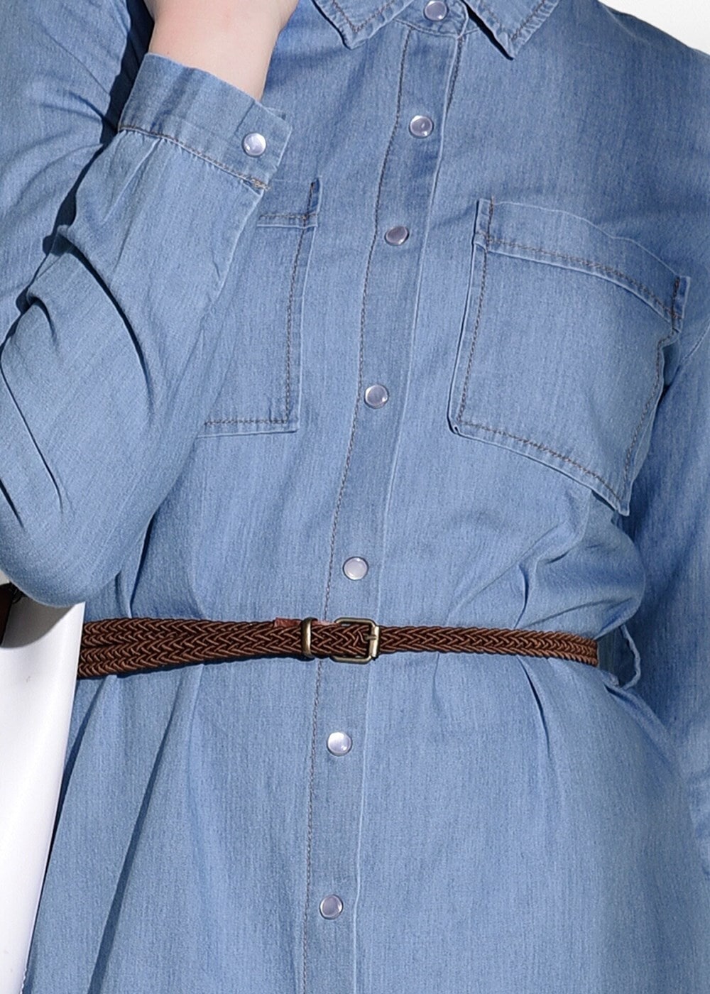 Tesettür giyim MAVİ T 5697 Ksd- Denim Tunik