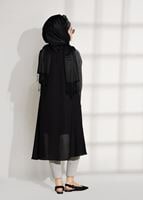 Tesettür giyim SİYAH T 5851 ModaBu-Sim Detaylı Tunik