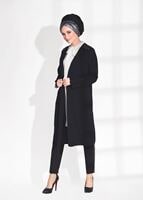 Tesettür giyim SİYAH T 5888 Mısra-2&prime;li Tunik