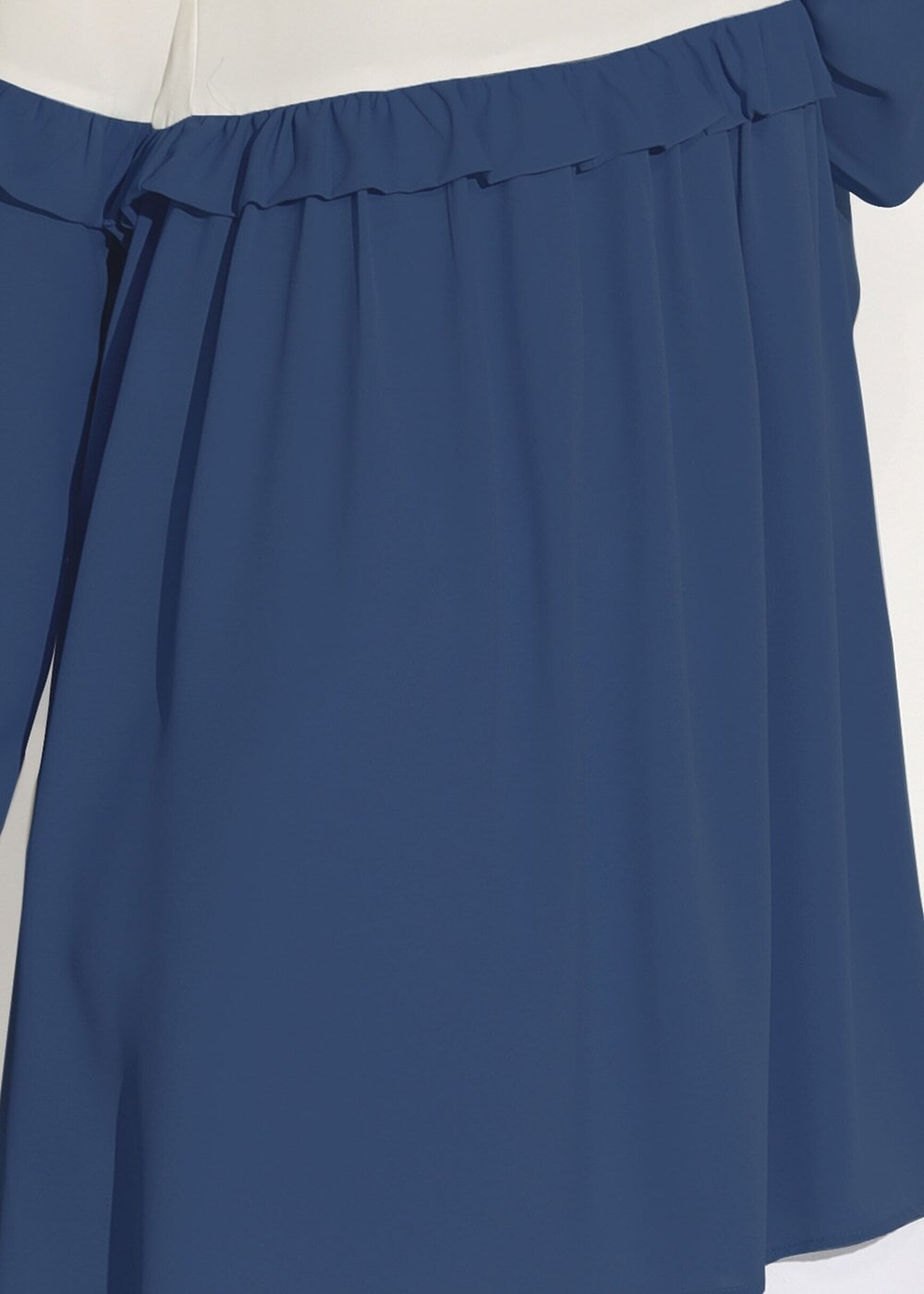 Tesettür giyim LACİVERT T 5951 ModaBu-Fırfırlı Düğmeli Tunik