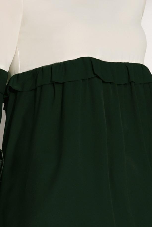 Tesettür giyim  T 5951 ModaBu-Fırfırlı Düğmeli Tunik - TRENDTESETTÜR