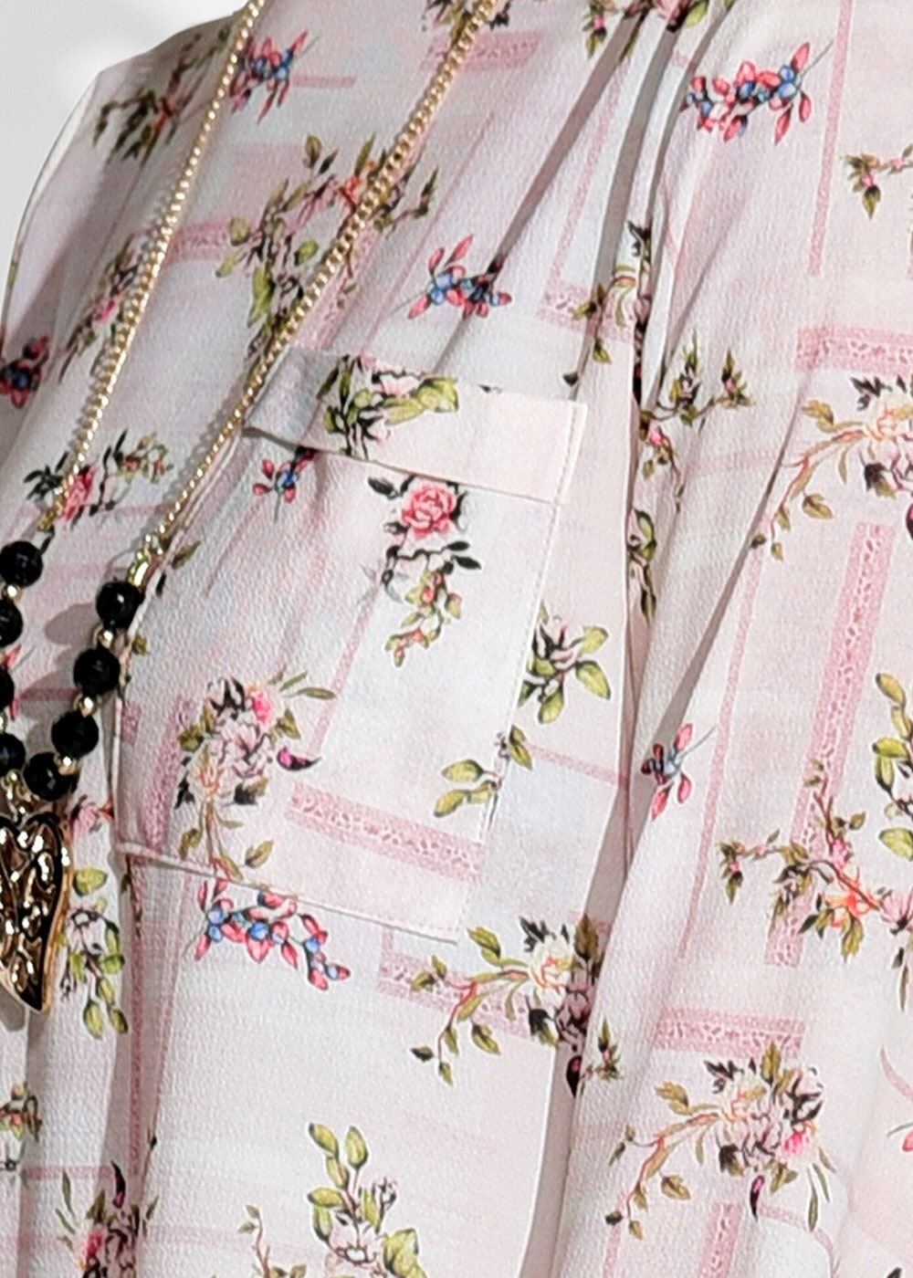 Tesettür giyim BEJ T 5968 Mısra-Çiçek Desenli Tunik